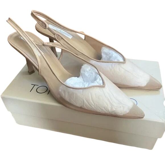 Revolve x Tony Bianco Nude Slingback Pointed-Toe Heels 9 - Picture 2 of 5